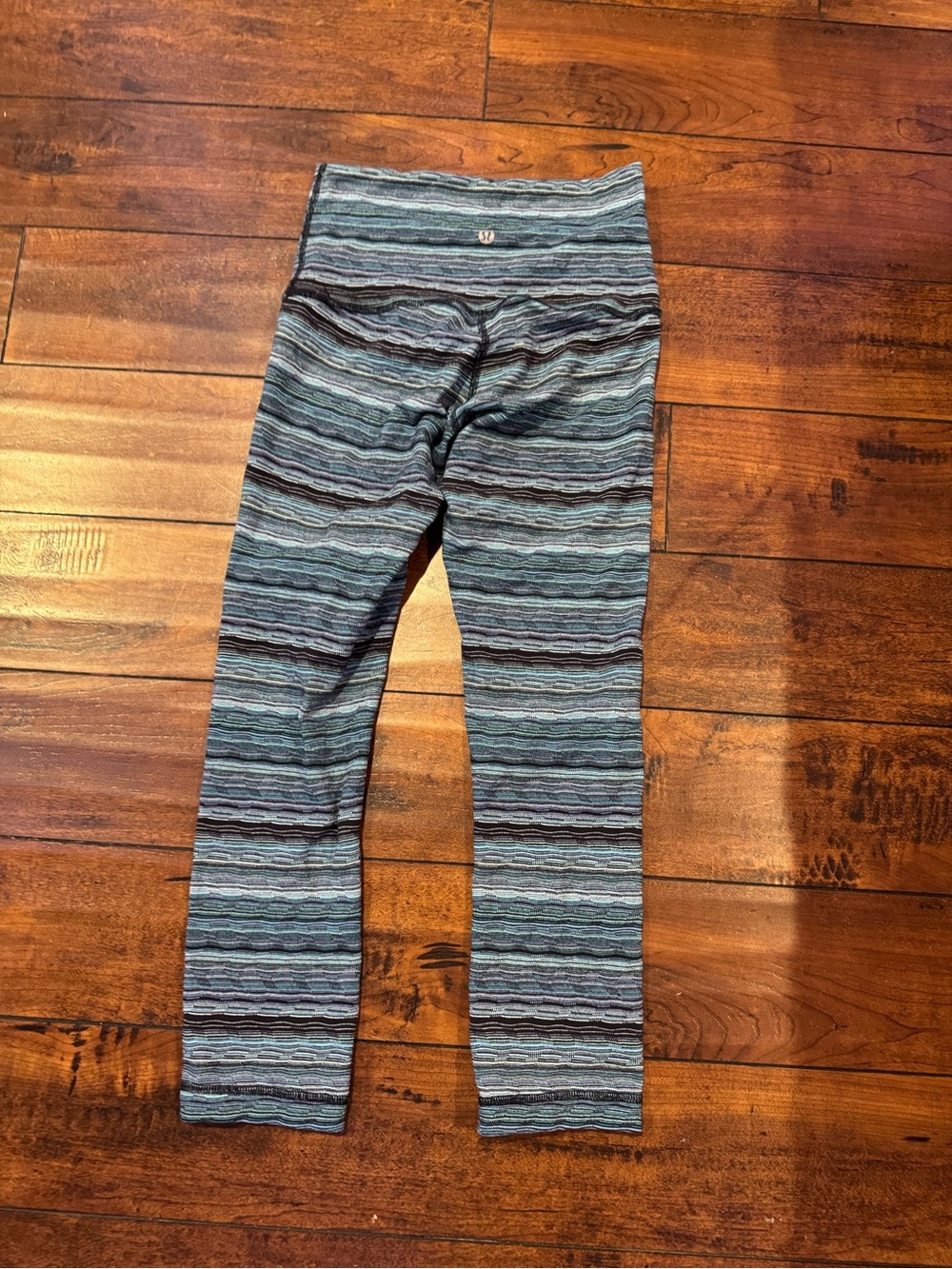 lululemon athletica Girls' Blue and Black Striped Leggings
